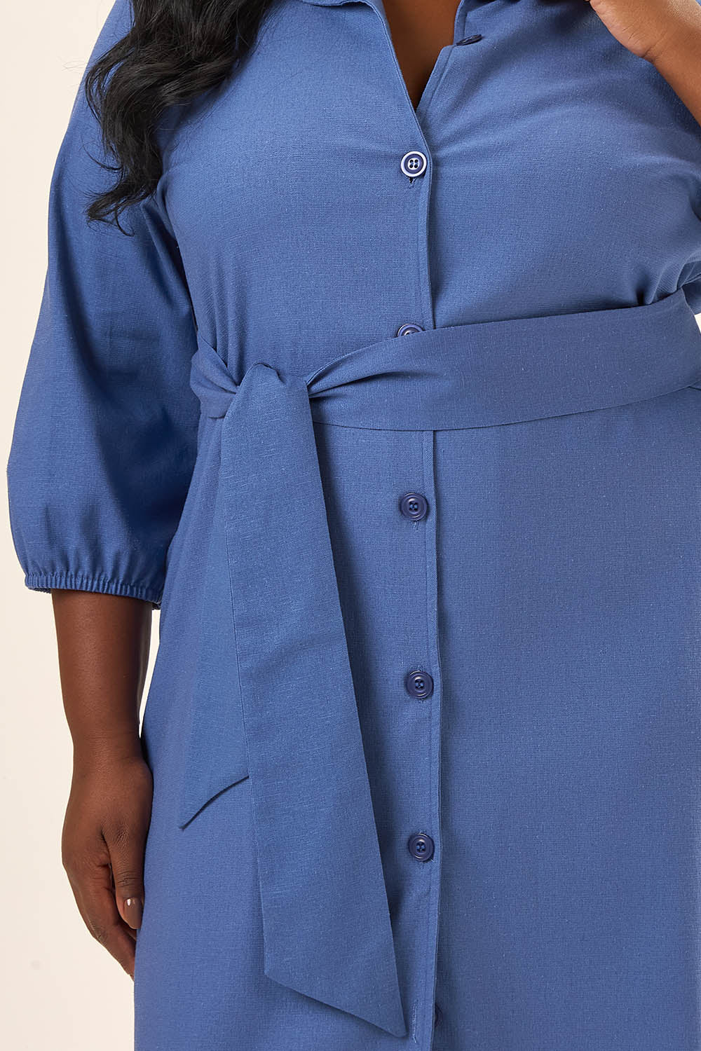 Chemise Plus Size Viscose com Linho Celeste Azul Cess