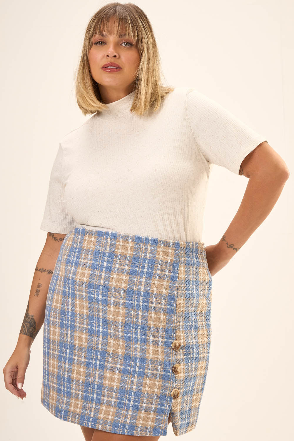 Blusa Gola Alta Plus Size Canelado Sicilia Off White Cess
