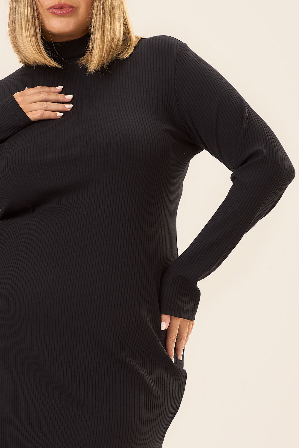 Vestido Midi Plus Size Rachel New Canelado Preto Cess