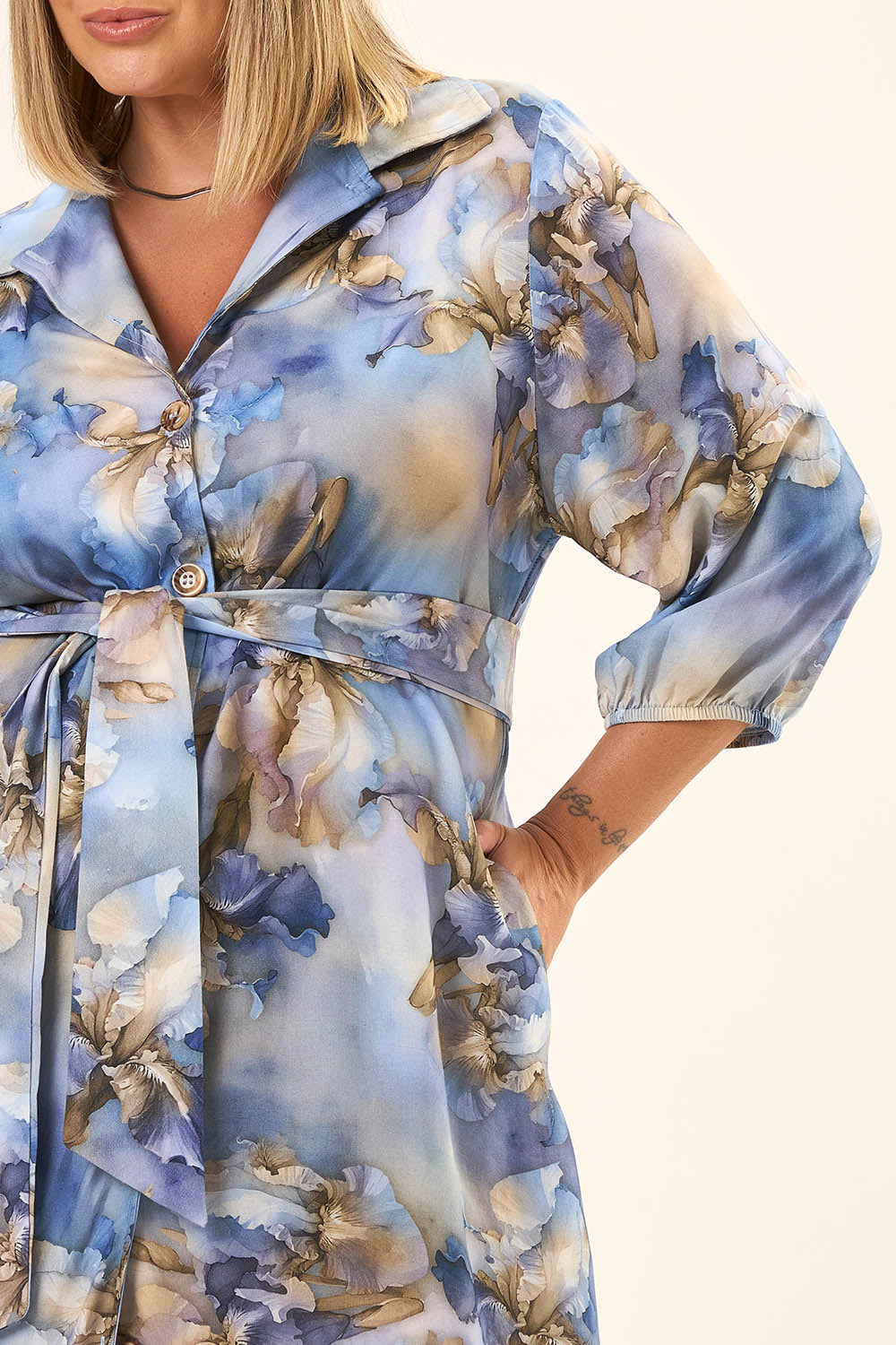 Chemise Plus Size Viscolinho Estampado Lis Cess