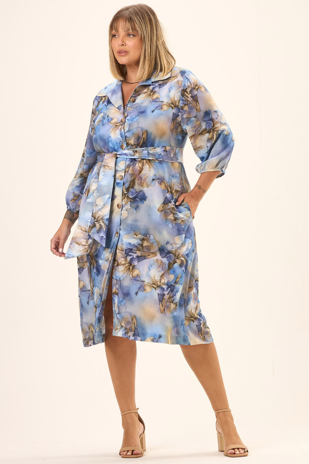 Chemise Plus Size Viscolinho Estampado Lis Cess