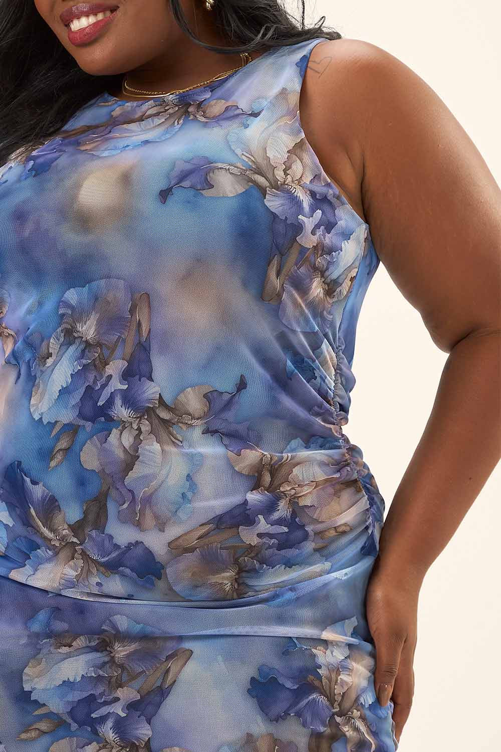 Vestido Midi Plus Size Lis Tule Estampado Cess