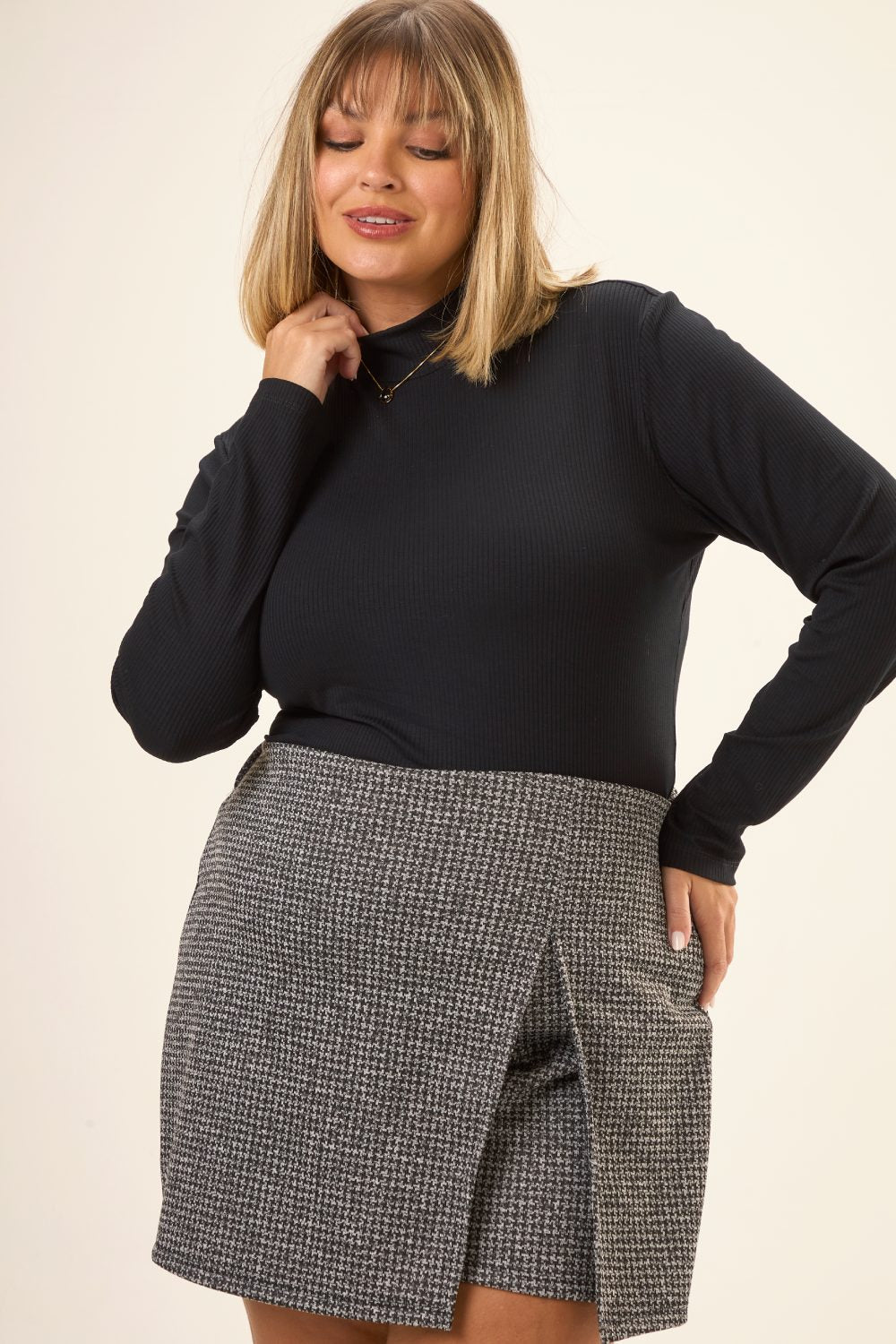 Blusa Plus Size Rachel Canelado Preto Cess