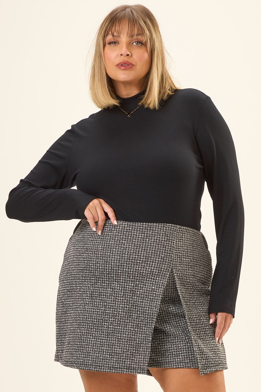 Blusa Plus Size Rachel Canelado Preto Cess