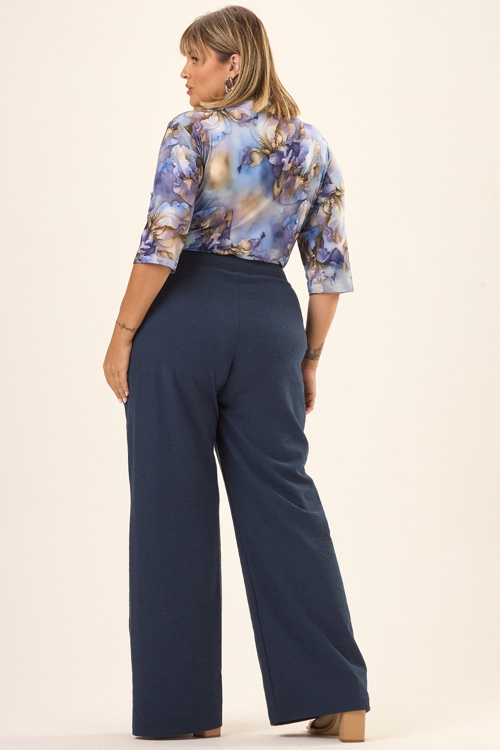 Blusa Decote V Plus Size Lis Viscolycra Estampado Cess