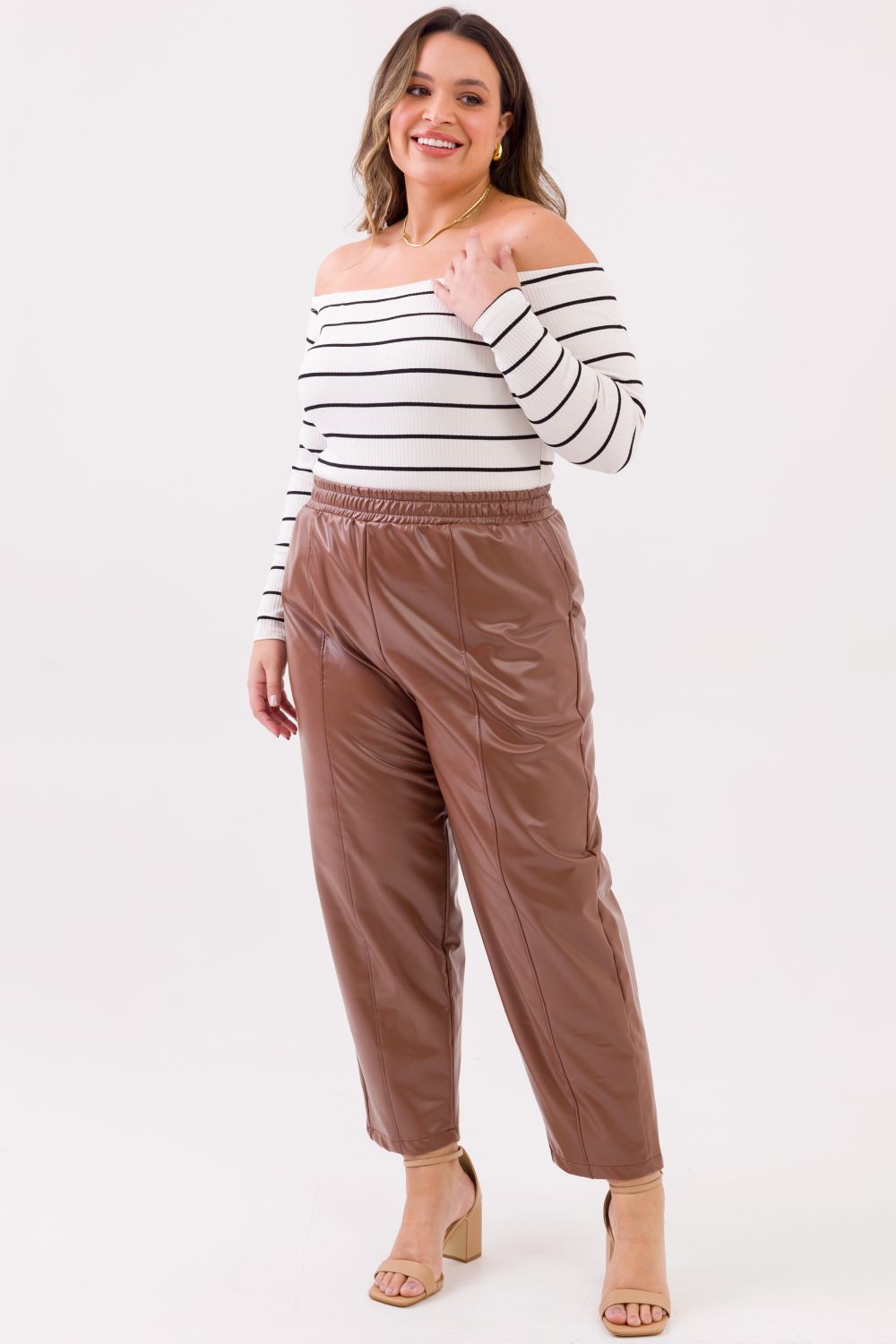 Blusa Ombro a Ombro Plus Size Ketrin Canelado Cess