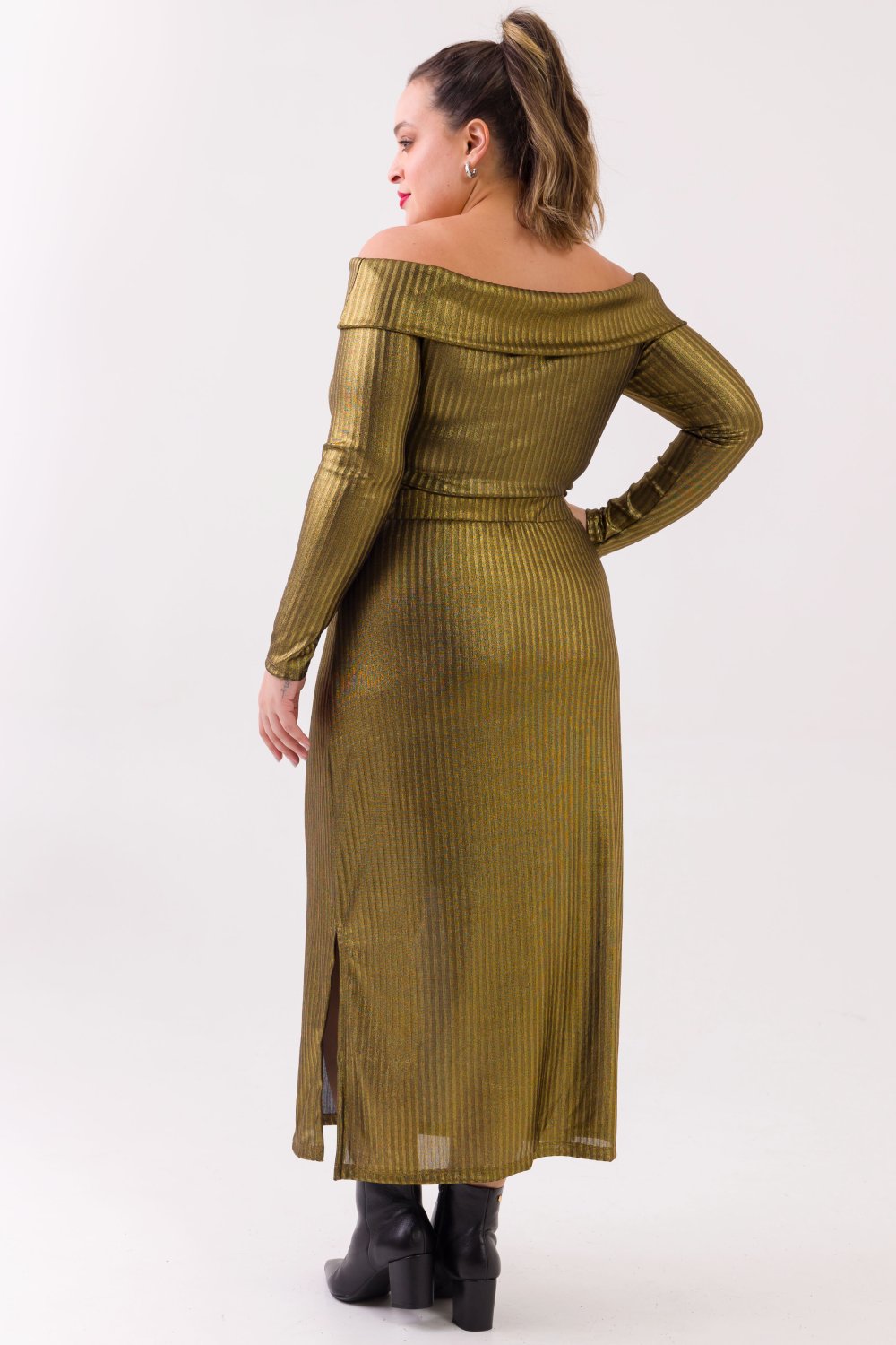 Blusa Plus Size Áurea Canelado Dourado Cess