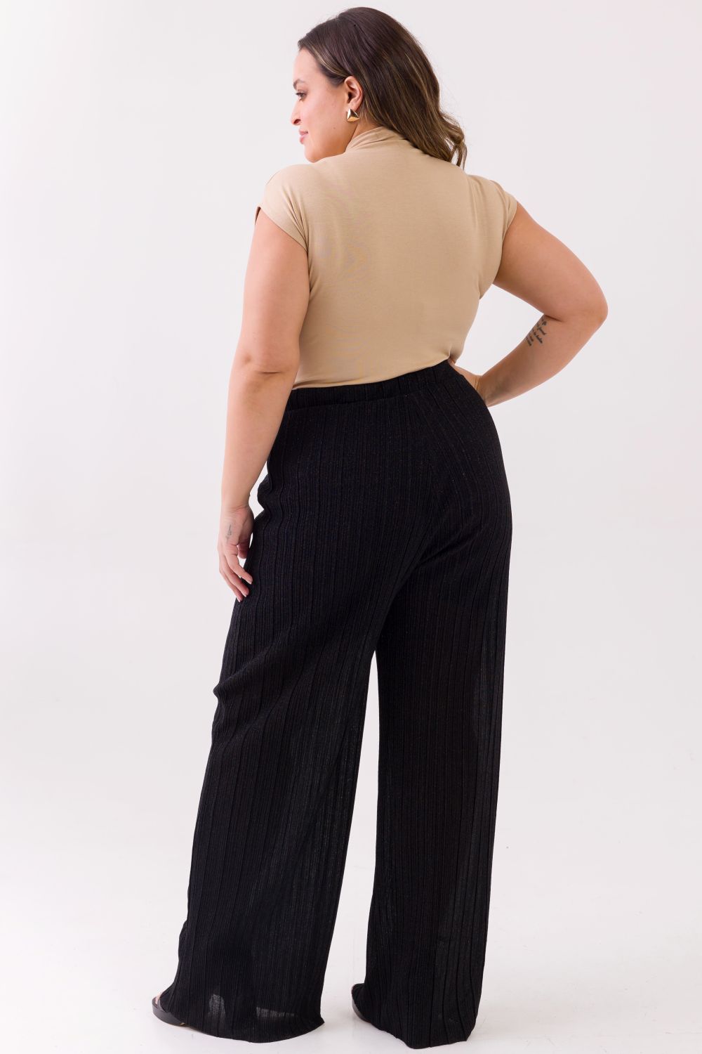 Blusa Regata Plus Size Candice Malha Bege Cess