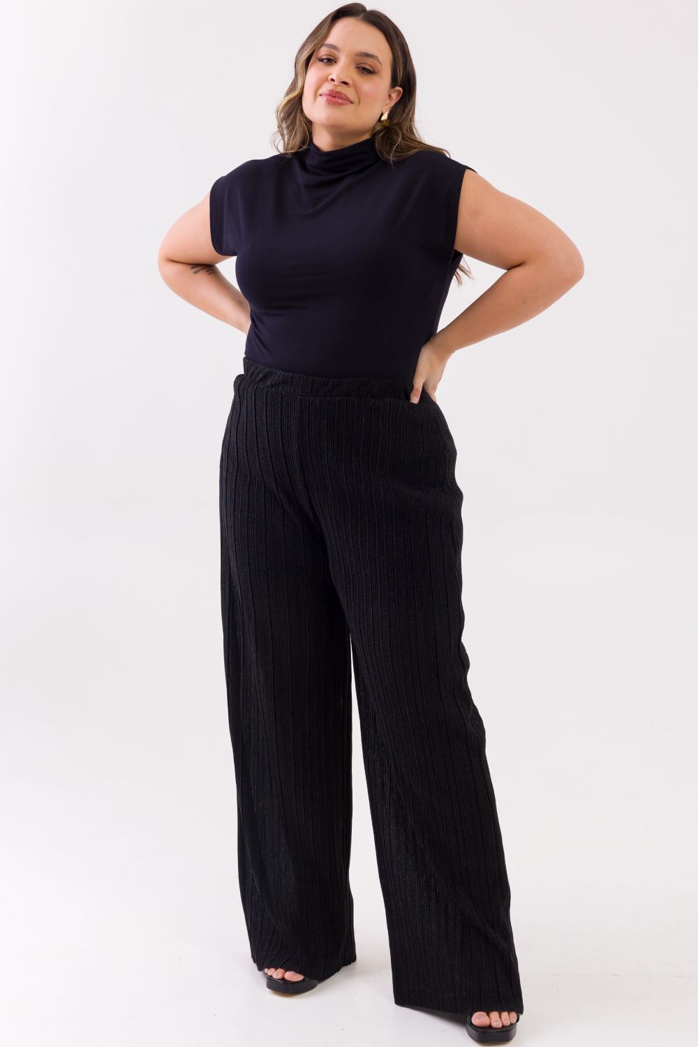 Blusa Plus size Candice Malha Preta Cess