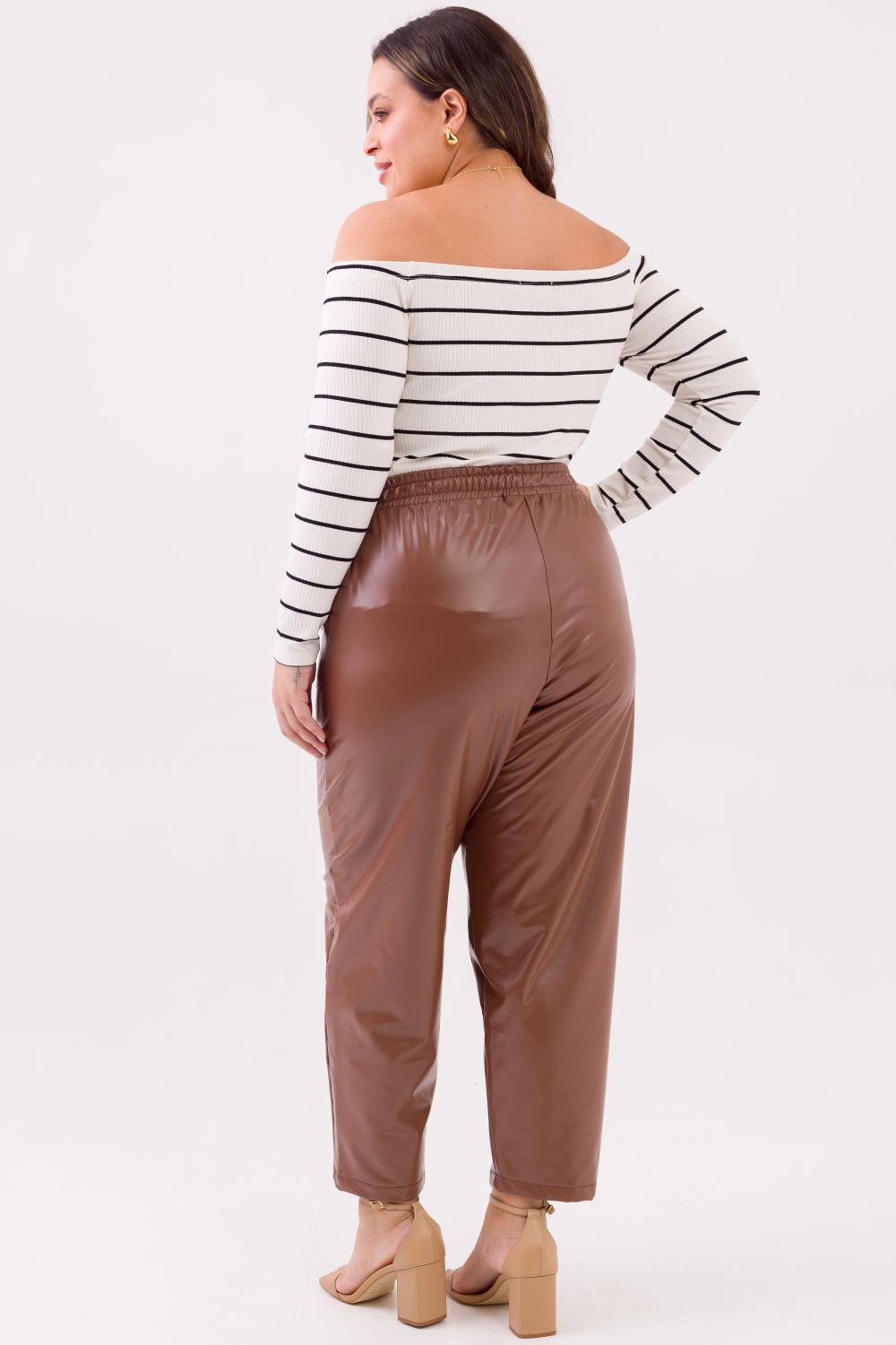 Blusa Ombro a Ombro Plus Size Ketrin Canelado Cess