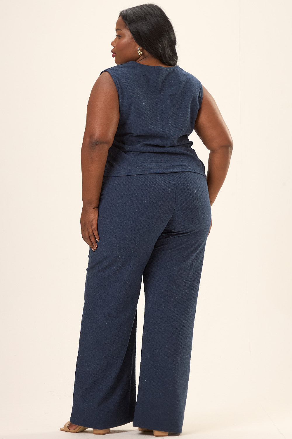 Calça Plus Size Malha Ecológica Galileo Azul Marinho Cess