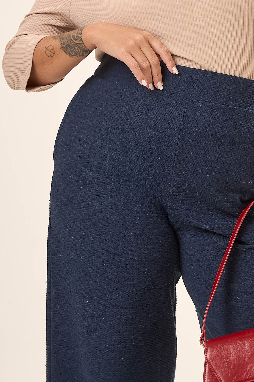 Calça Plus Size Malha Ecológica Galileo Azul Marinho Cess