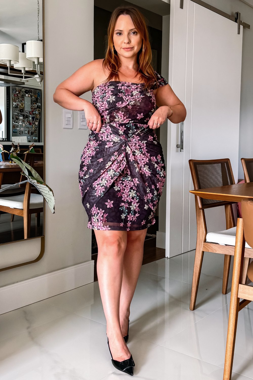 Saia Curta Plus Size Tule Estampado Ansellia Preto Cess