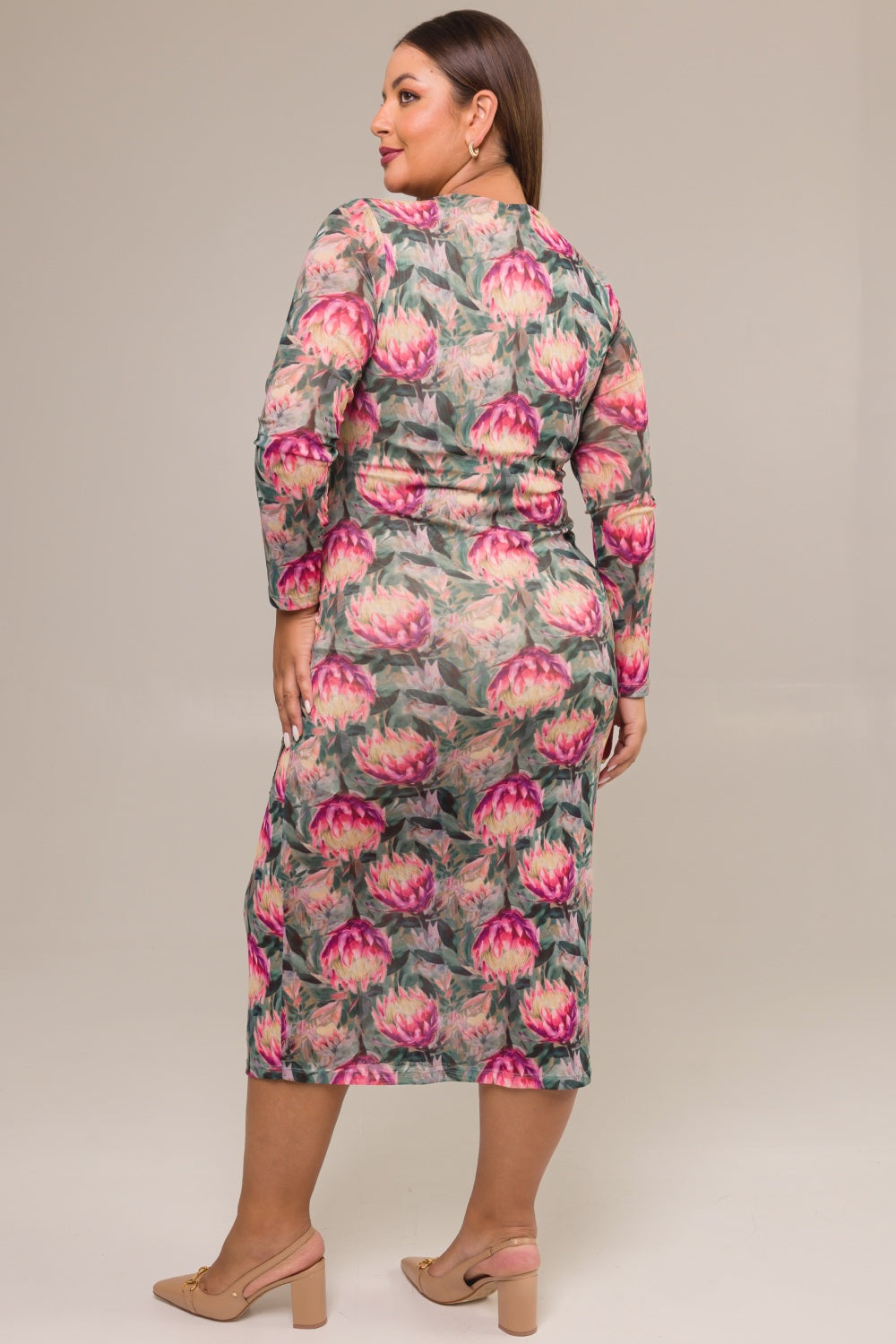 Vestido Maxi Midi Plus Size Tule Estampado Proteas Cess