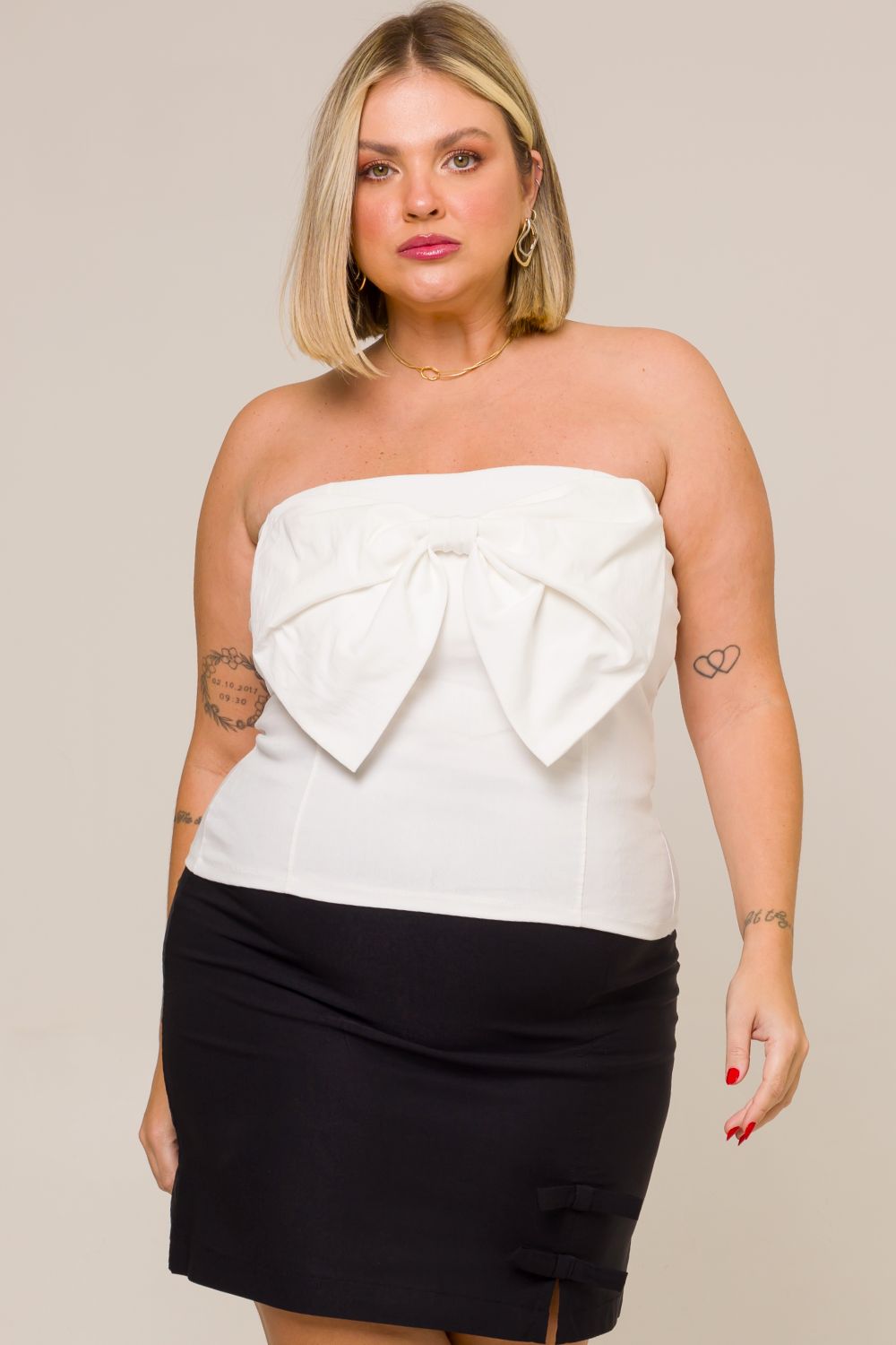 Blusa Tomara Que Caia Plus Size Sofia New Branco Cess