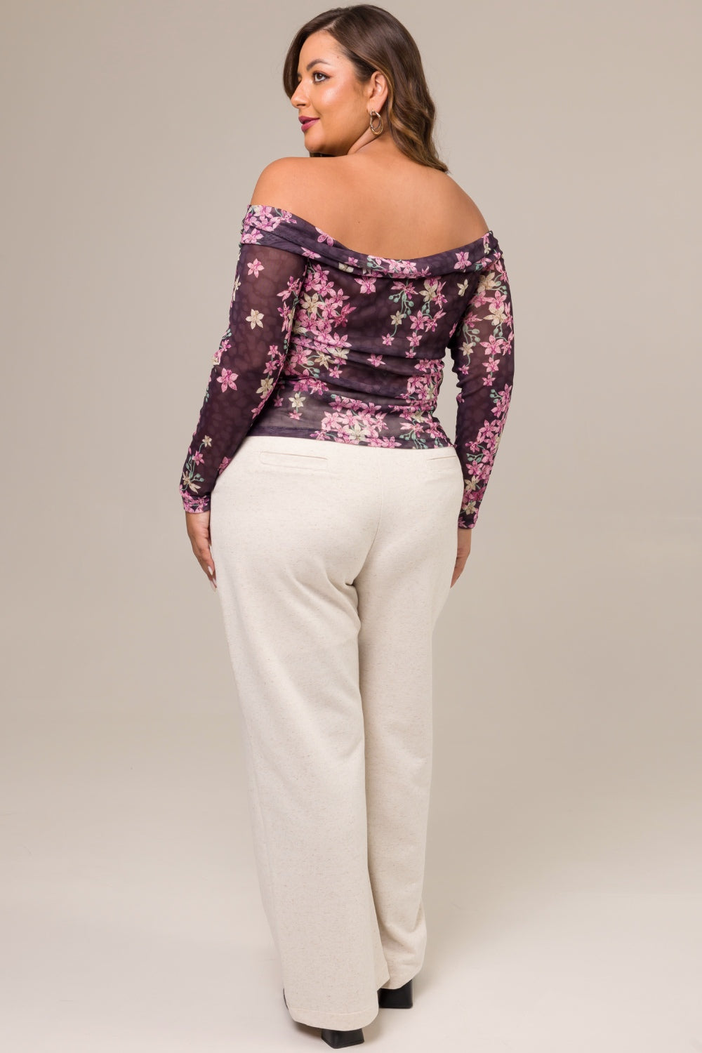 Blusa Manga 7/8 Plus Size Tule Estampado Ansellia Preto Cess