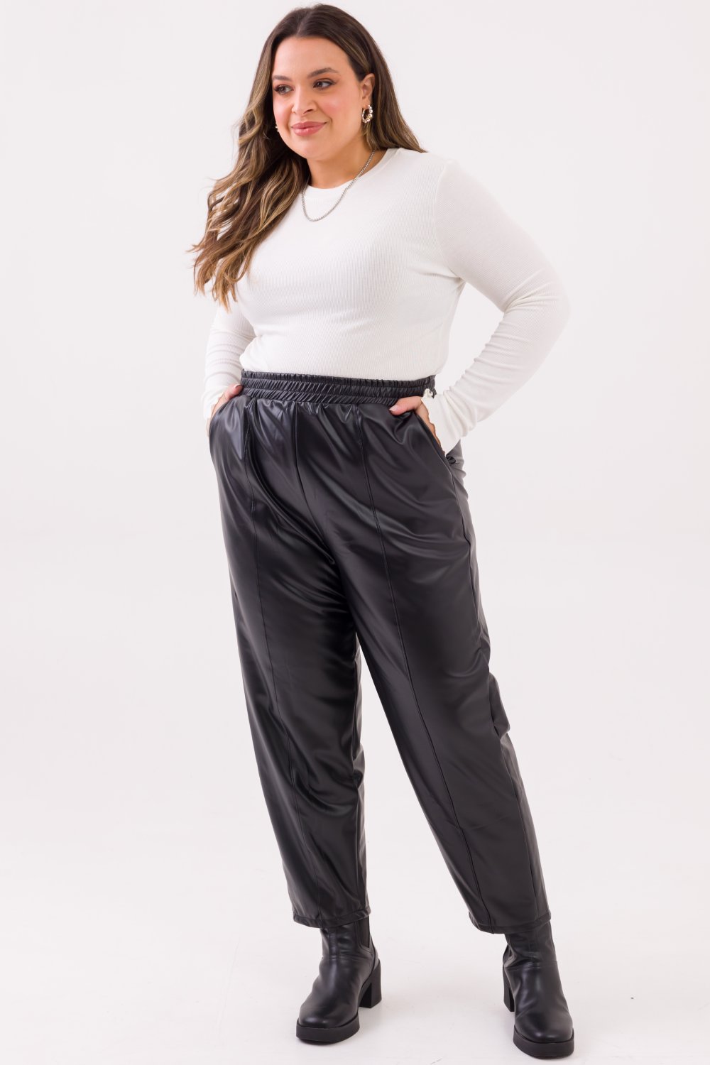 Blusa Plus Size Greta Canelado Off White Cess