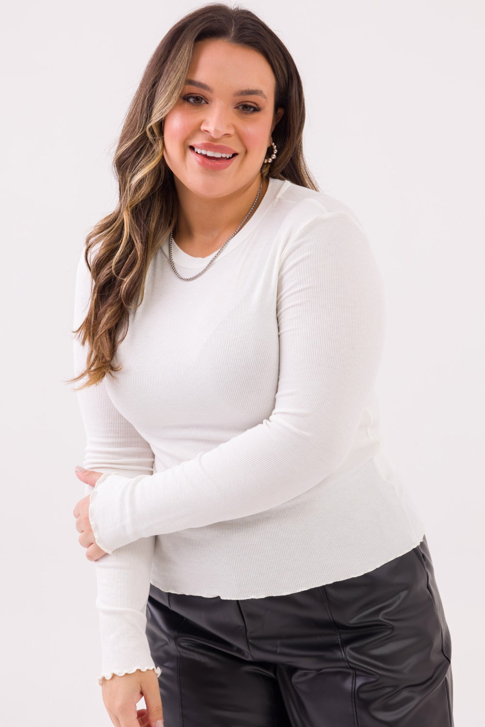 Blusa Plus Size Greta Canelado Off White Cess