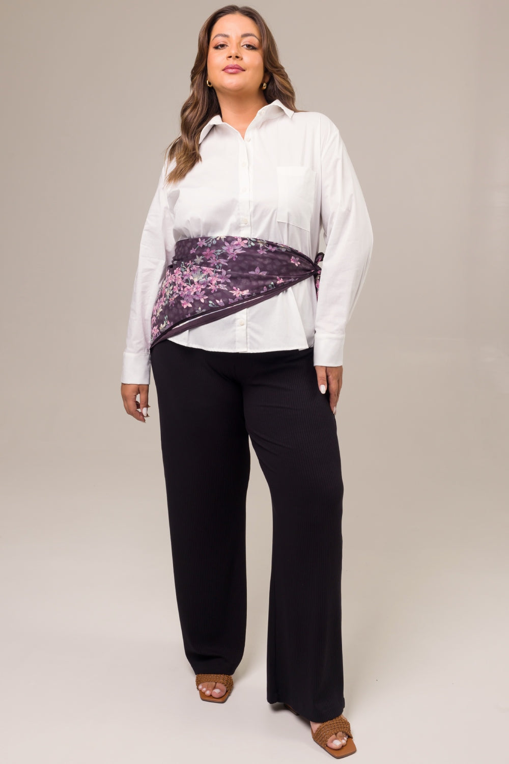 Lenço Plus Size Cetim Estampado Ansellia Preto Cess