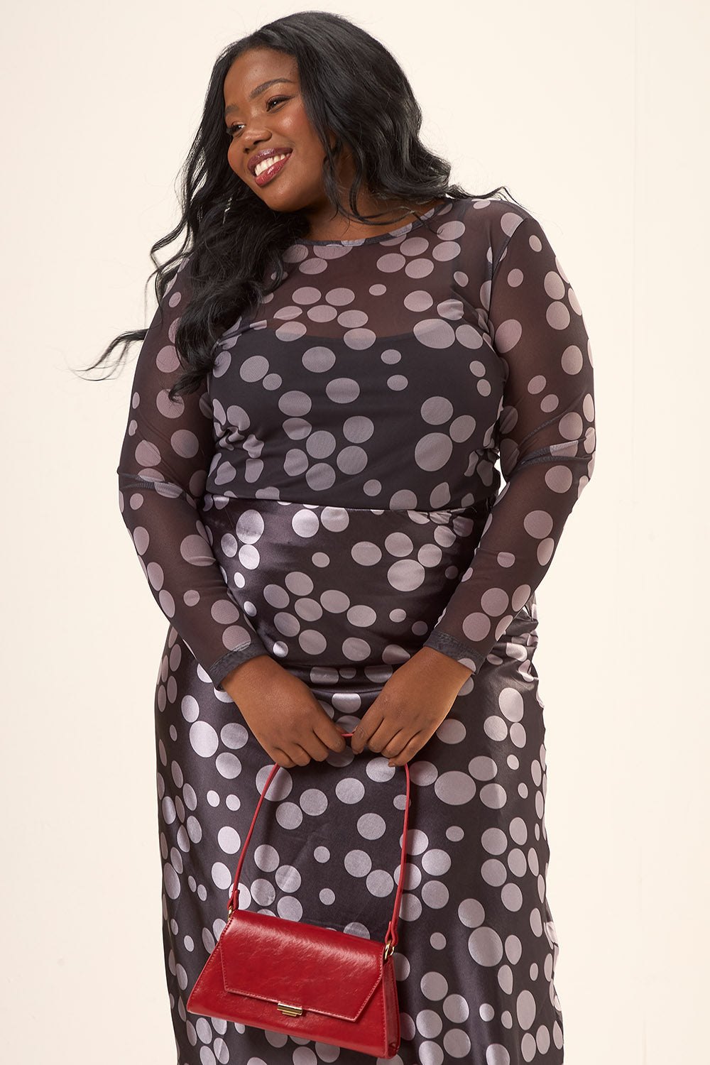 Blusa Plus Size Tule Estampado Poá Vinci Cess