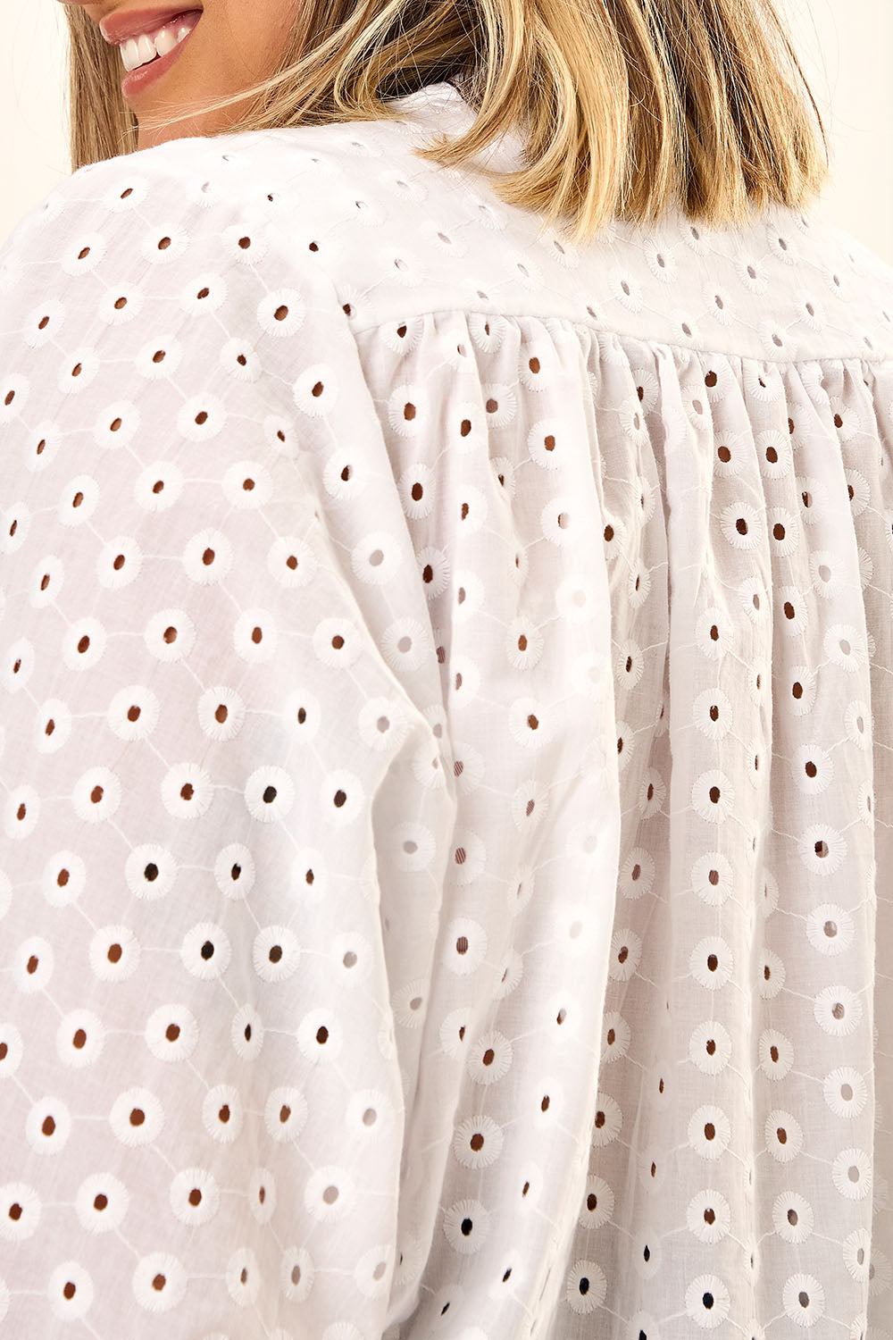 Camisa Manga Longa Plus Size Algodão Bordado Sicilia Off White Cess