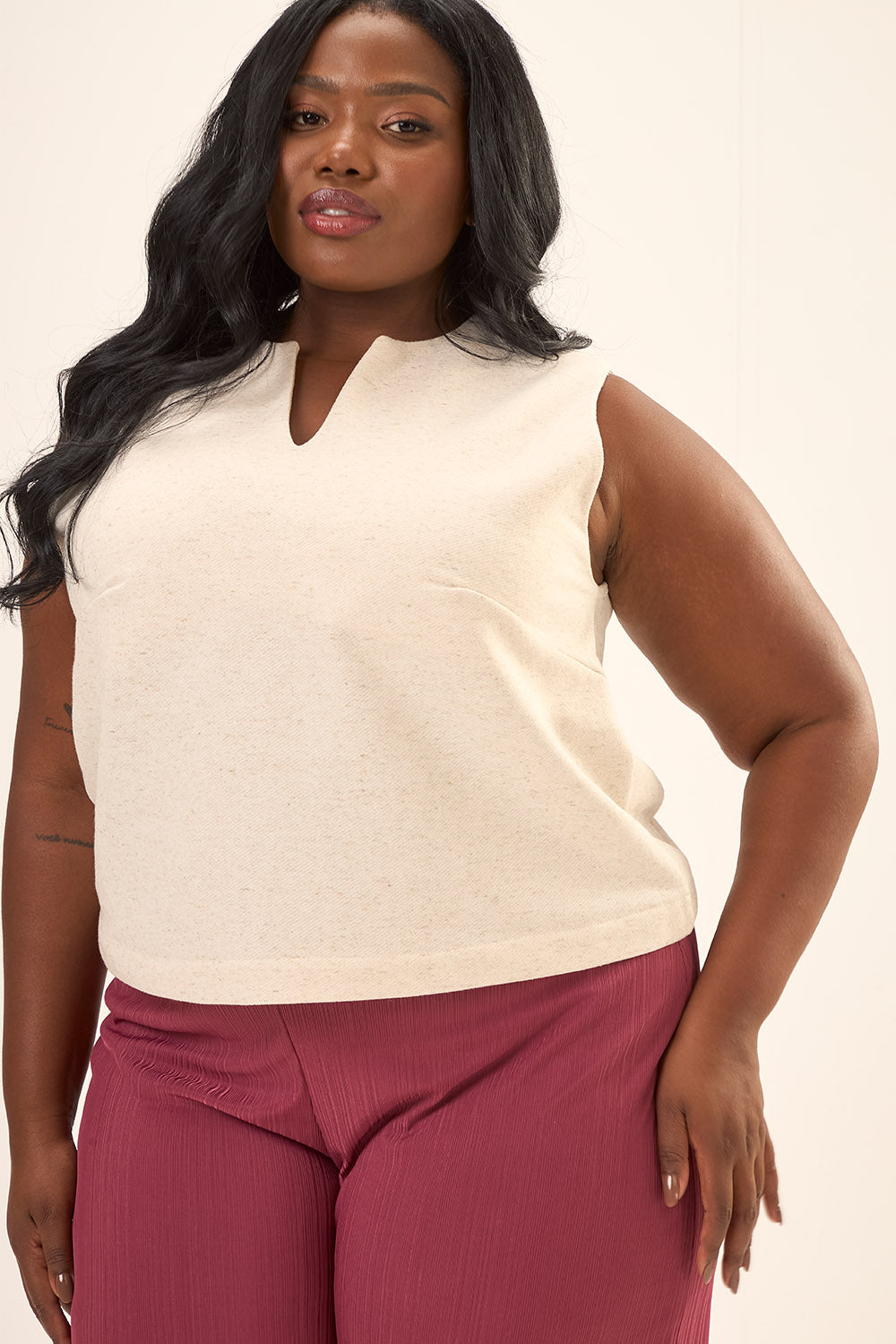 Blusa Cropped Plus Size Sicilia Off White Cess