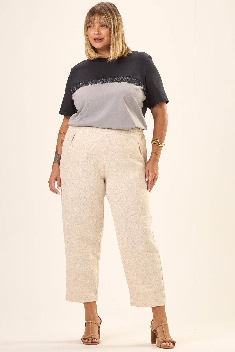 Calça Clochard Plus Size Sicilia Off White Cess
