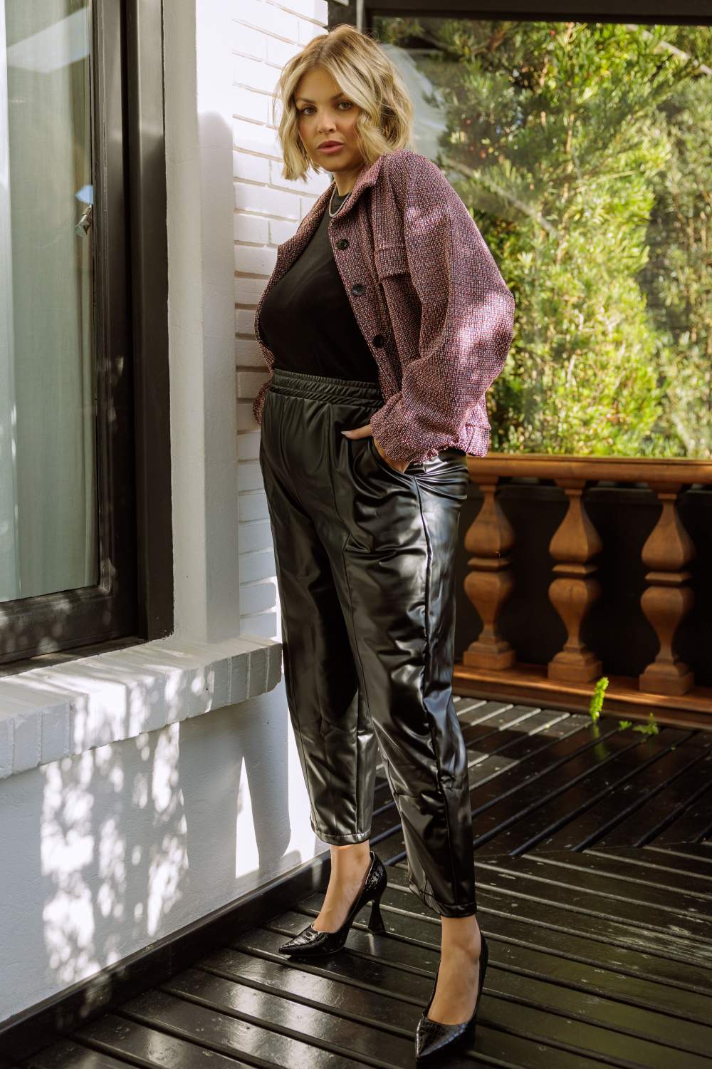 Blusa Plus Size Greta Canelado Preto Cess